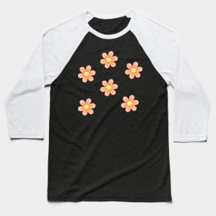 Peach Flowers Pixel Art Baseball T-Shirt